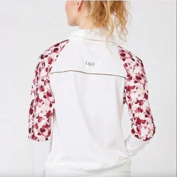 Lija White Flora Game Day Full Zip Contrast Print Floral Drawcord Golf … - Picture 3 of 16